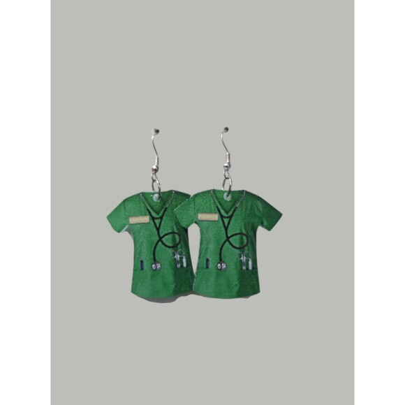 Medical Scrub 2D Dangle Earrings - Picture 2 of 2